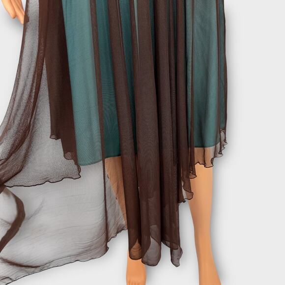 Fairycore Y2K Beaded Crochet Mesh Overlay Handkerchief Hem Midi Dress Size 6 - Picture 5 of 16